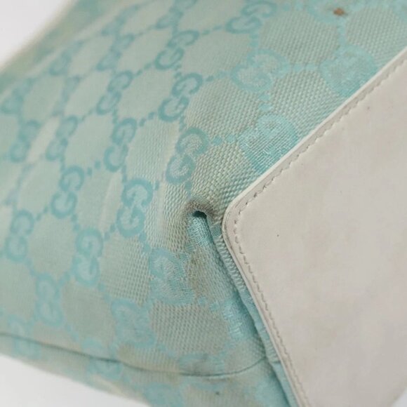 GUCCI GG Canvas Tote Bag Light Blue Gold 002 1099 Auth 113505 - Picture 5 of 16